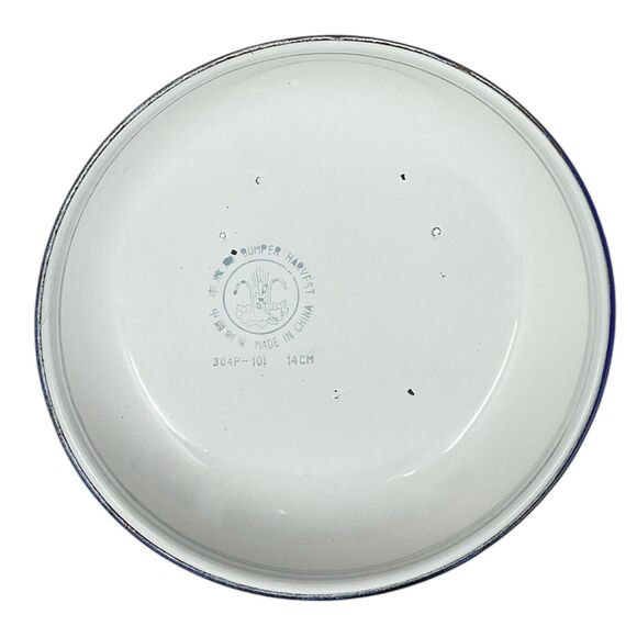 Bumper Harvest Floral Enamelware Dish Blue Rim Red Tulip Flower 1950s Retro - Picture 4 of 8